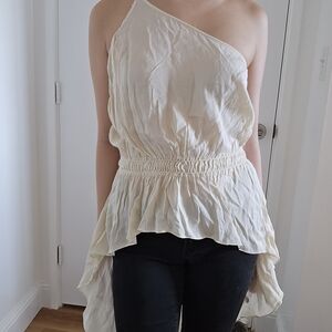 Elegant Cream One-Shoulder Top